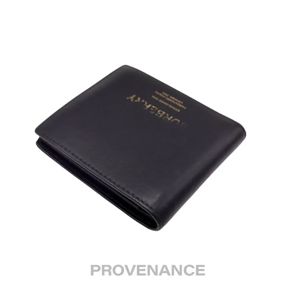 🔴 Burberry Address Logo Bifold Wallet - Black Leather